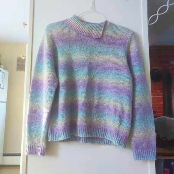 Sweaters - 🦋 VINTAGE Soft Pastel Striped Chunky Knit Sweater